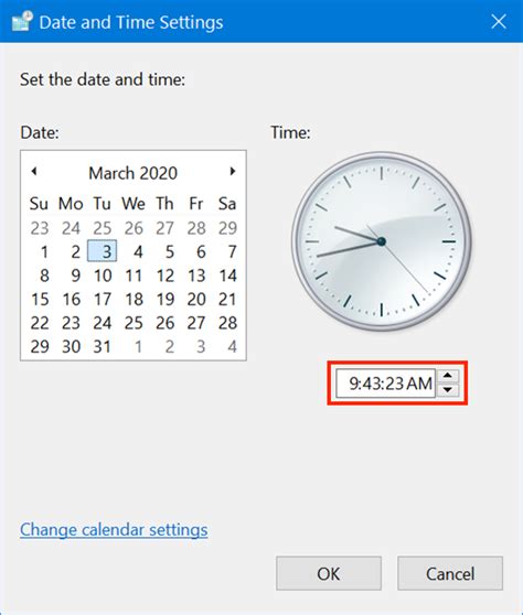 change date and time settings.